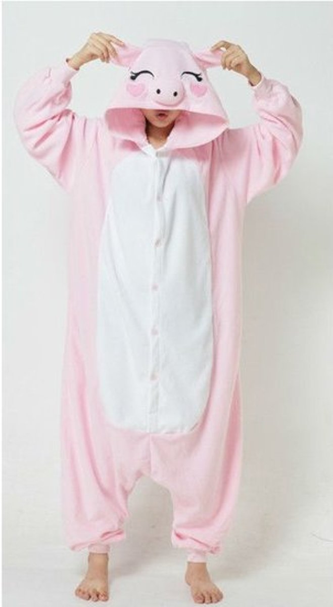 Varkentje Onesie - Varken Kigurumi - Halloween / Carnaval pak | Maat L - 168CM -...